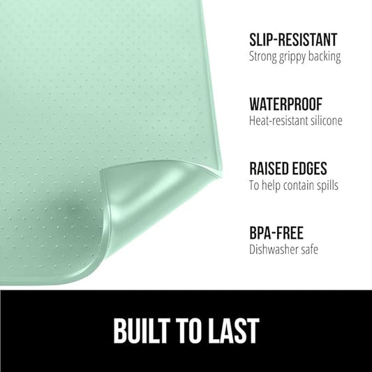 GORILLA GRIP Silicone Coffee Mat, 15x23, Espresso Machine Bar Accessories, Keep Kitchen Counters Clean, Stays in Place, Waterproof and Heat Resistant Dish Drying Mats, Home Decor Essentials, Mint