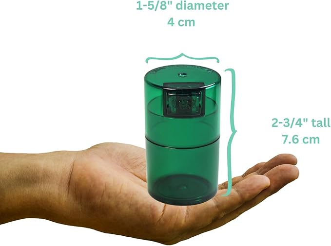 Vitavac - 5g to 20 grams Airtight Multi-Use Vacuum Seal Portable Storage Container for Dry Goods, Food, and Herbs - Green Tint