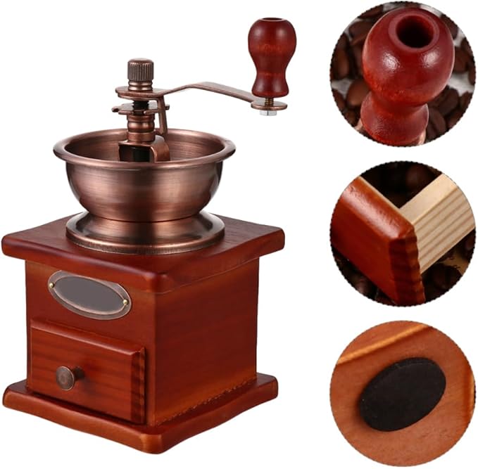 Cabilock Manual Coffee Bean Grinder 6.69 Inch Portable Hand Grinder with Burr Grinding Cone and Iron Handle Compact Coffee Grinding Machine for Home and Travel