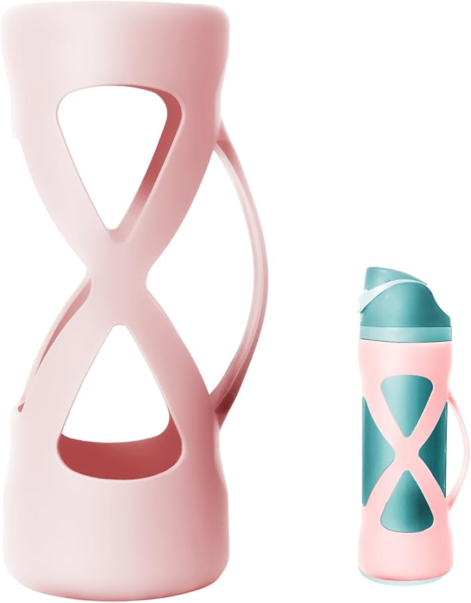 Silicone Water Bottle Boot for Owala 24 oz, Silicone Case with Handle, Anti-Slip Protective Sleeve Protector, Reduce Damage and Provide Comprehensive Protection for FreeSip(Pink)