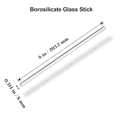 15 Pack Glass Stirring Rods: Diameter 0.314 inch Length 8 inch Glass Stir Sticks, Borosilicate Glass Stirring Rod for Mixing Lab