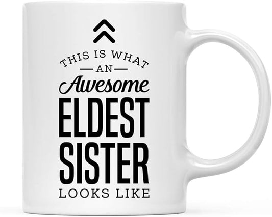 Andaz Press 11oz. Ceramic Coffee Tea Mug Thank You Gift, This is What an Awesome Eldest Sister Looks Like, 1-Pack, Birthday Christmas Gift Ideas Coworker Him Her, Includes Gift Box