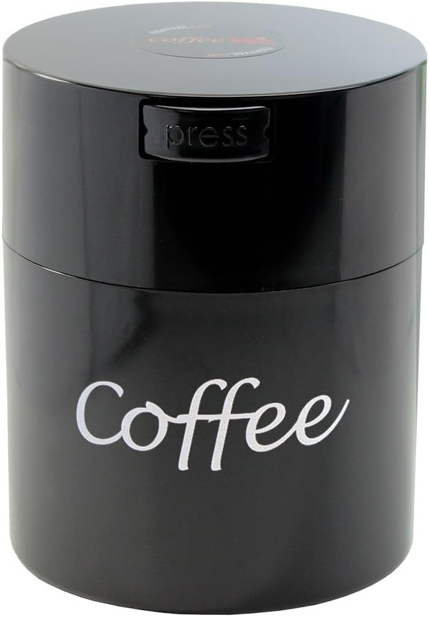 Coffeevac 1/2 LB – Patented Airtight Container | Multi-use Vacuum Container Works as Smell Proof Containers for Ground Coffee and Coffee Bean Containers. Black with Logo