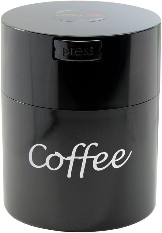 Coffeevac 1/2 LB – Patented Airtight Container | Multi-use Vacuum Container Works as Smell Proof Containers for Ground Coffee and Coffee Bean Containers. Black with Logo