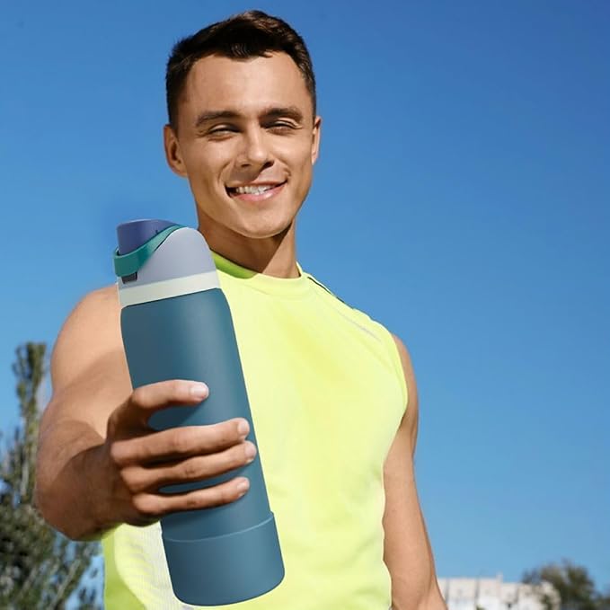 2PCS Silicone Water Bottle Boot, Compatible with Owala 24oz 32oz 40oz, Protective Anti-Scratch & Anti-Dent No Noise Sleeve Cover for FreeSip/Twist/Flip Water Bottles (Denim, 32oz)