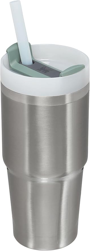 STANLEY Quencher H2.0 Tumbler with Straw 14 oz | Flowstate 3-Position Lid | Cup Holder Compatible for Travel | Insulated Stainless Steel Cup | BPA-Free | Stainless Steel Shale