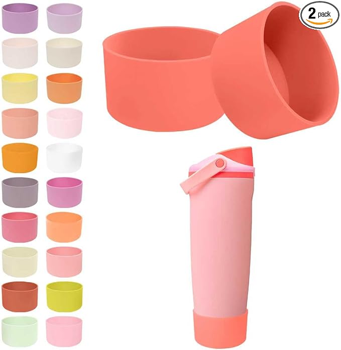 2PCS Silicone Boots for Owala 30oz & 40oz FreeSip Sway Bottles & Tumblers – Non-Slip, Scratch-Resistant, Stability Enhancer for Owala Accessories (Angel Food Cake Red)
