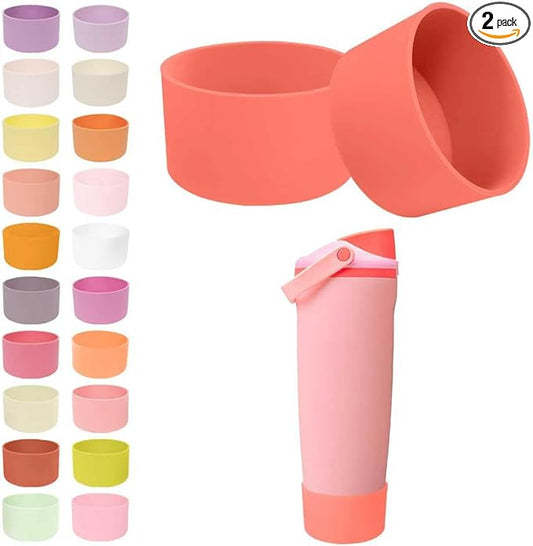 2PCS Silicone Boots for Owala 30oz & 40oz FreeSip Sway Bottles & Tumblers – Non-Slip, Scratch-Resistant, Stability Enhancer for Owala Accessories (Angel Food Cake Red)
