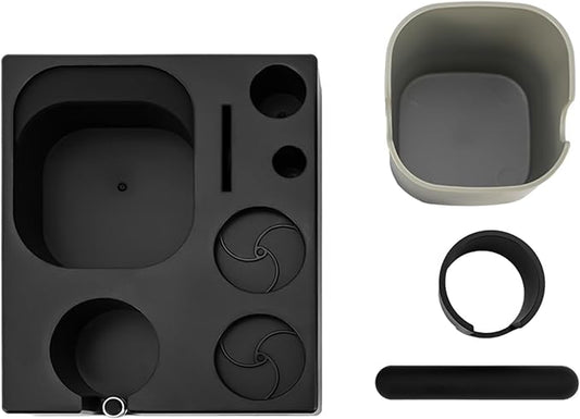 Espresso Organizer Box Black+Grey Espresso Organizer Station Espresso Box Station Espresso Accessories Organizer for Storage Espresso Tamper Distributor Portafilter & Puck Screen Accessories