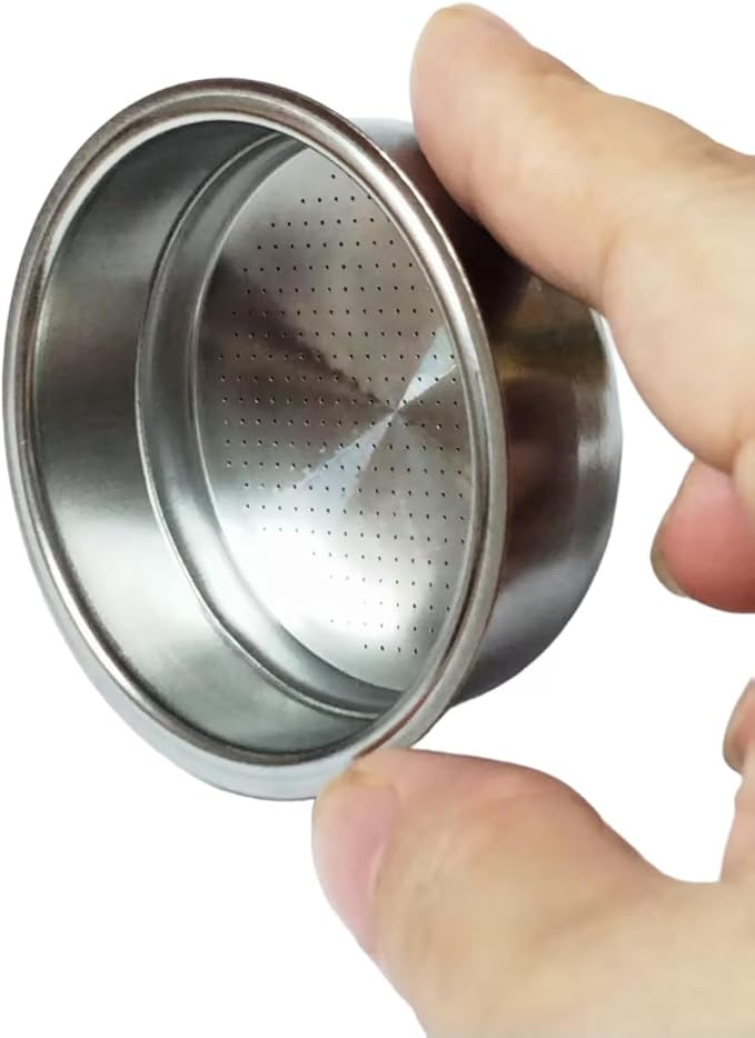 51mm Pressurized Filter Basket Stainless Steel Coffee Filter, for Portafilter Machines Espresso Machine Parts Compatible - Dual Wall Filter Basket （2 Cups Capacity）