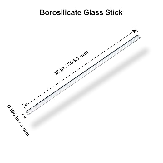15 Pack Glass Stirring Rods: 5mm Diameter, 12 Inch Borosilicate Glass Stir Sticks for Lab Mixing