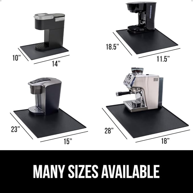 GORILLA GRIP Silicone Coffee Mat, 18x28, Espresso Machine Bar Accessories, Keep Kitchen Counters Clean, Stays in Place, Waterproof and Heat Resistant Dish Drying Mats, Home Decor Essentials, Black