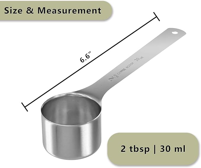 LEIFENY 2PCS 2 Tablespoon(2tbsp, 30ml, 1/8cup) Coffee Scoop, Long Handle Measuring Spoon, Stainless Steel Scooper