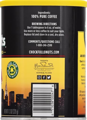 Chock Full o'Nuts Original, Coffee, 11.3 OZ (Pack of 4)