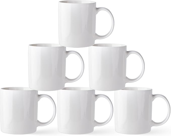 AmorArc 12oz Off White Coffee Mugs Set of 6, Ceramic Coffee Mugs with Large Handle for Man, Woman, Light Weight Coffee Mugs Set for Latte/Cappuccino/Cocoa/Milk, Dishwasher & Microwave Safe, 6Pcs