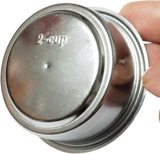 51mm Pressurized Filter Basket Stainless Steel Coffee Filter, for Portafilter Machines Espresso Machine Parts Compatible - Dual Wall Filter Basket （2 Cups Capacity）