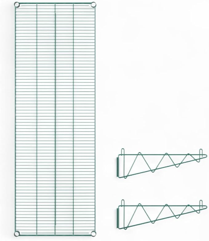 18" x 60" Green Wall-Mounted Wire Shelf with Epoxy Coating, Heavy-Duty Steel Storage Rack, NSF Certified, Easy Installation, Open Wire Design for Kitchen, Garage, or Utility Storage