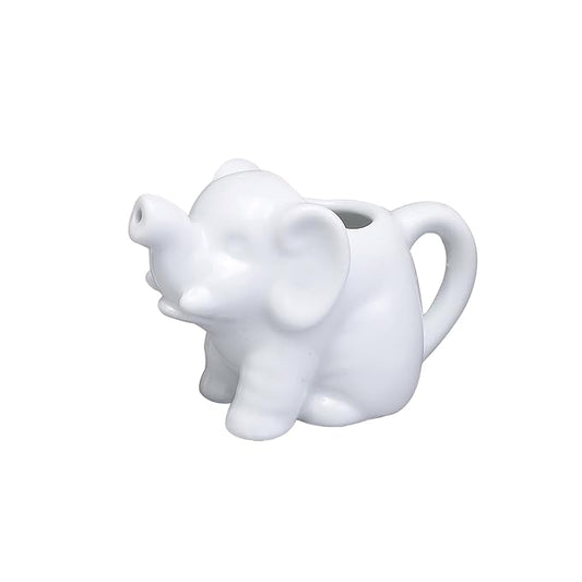 HIC Kitchen Mini Elephant Creamer With Handle, Fine Porcelain, 2-Ounce, For Serving Milk, Cream, Syrup, Dressings, And Sauces