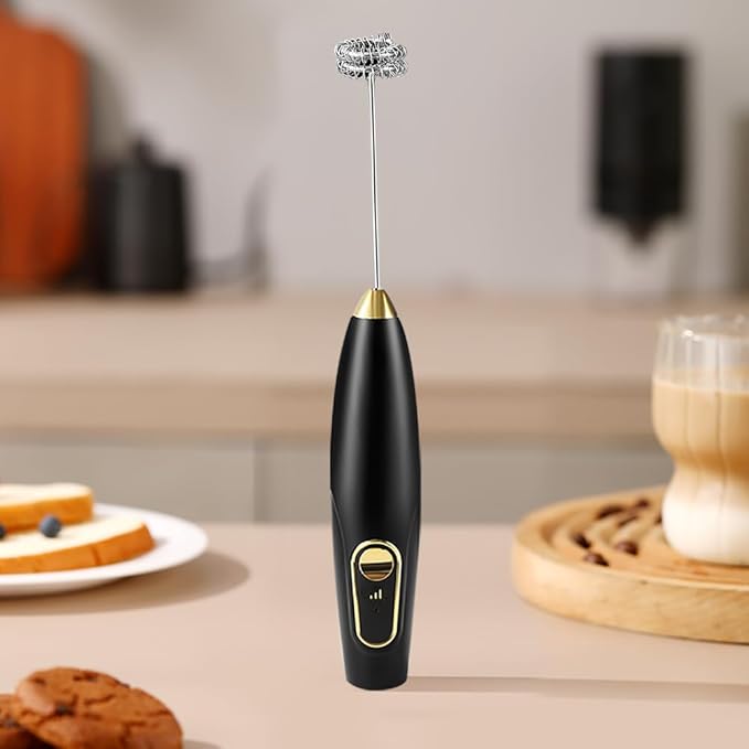 Electric Milk Frothers,Stainless Steel,Mini Handheld.Quick Type-C Charging for Coffee Lattes,Cappuccinos,Egg Whipping & Hot Choc.With Double-Layer Stirrer Head.(black)