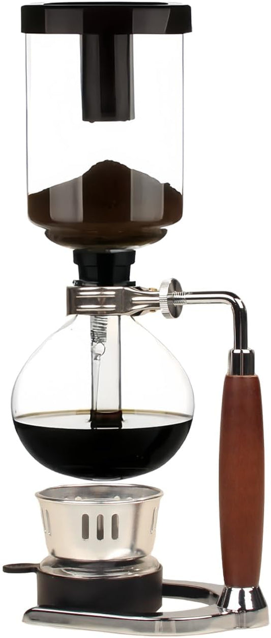 WANLWH Siphon Coffee Maker, Stovetop Vacuum Coffee Brewer with Heat-Resistant Glass Carafe & Alcohol Burner, 360ml for 3 Cups, Ideal for Home Barista, Coffee Enthusiasts & Gift Giving