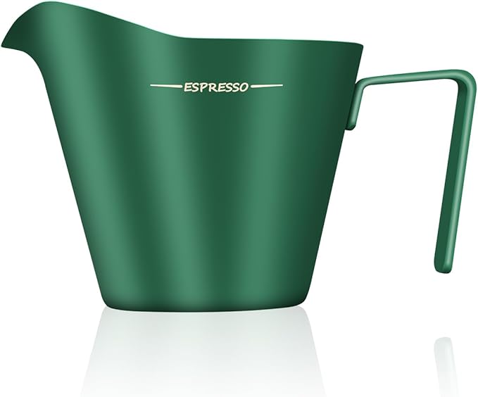 IKAPE Espresso Measuring Cup, 304 Anti-scald Stainless Steel Espresso Shot Cups with Handle, Coffee Pouring Cup for Barista Tool Accessories(Green)