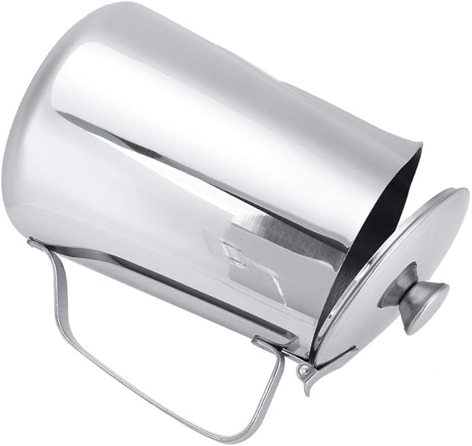 Milk Frothing Cup, Stainless Steel MugPitcher Jug with Lid Latte Coffee Art Tool for Home Cafe Bar Restaurant Hotel(1000mL)
