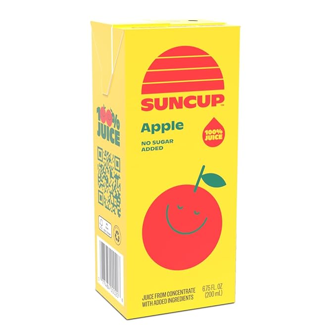 SunCup Juice - Apple Juice (40 Pack) 6.75 oz Juice Box with Straw | No Sugar Added Apple Blend for Kids, Bulk Pack for School Lunches, Snacks, Travel, Parties, Sports Teams, and Everyday Drinks