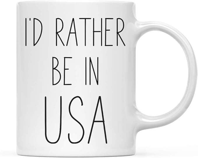 Andaz Press World Country Adventure 11oz. Coffee Mug Gift, I'd Rather Be in The USA, 1-Pack, Summer Vacation Long Distance College Going Away Study Abroad Birthday Christmas Gifts