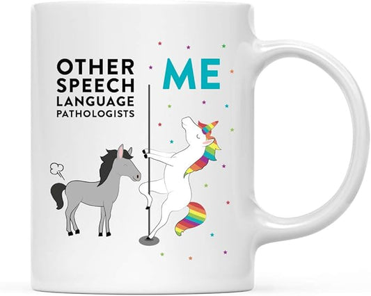 Andaz Press Funny Quirky 11oz. Ceramic Coffee Tea Mug Thank You Gift, Other Speech Language Pathologists Me, Horse Unicorn, 1-Pack, Birthday Christmas Gift Ideas Coworker HSpeech Language Pathologists