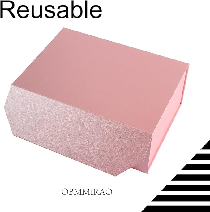 Upgrade 5PCS Pink Gift Box 9.5x7x4 Inches, Sturdy Gift Box with Lid for Gift Packaging, Foldable Magnetic Closure Storage Boxes, Bridesmaid proposal box, Rectangle Collapsible Box