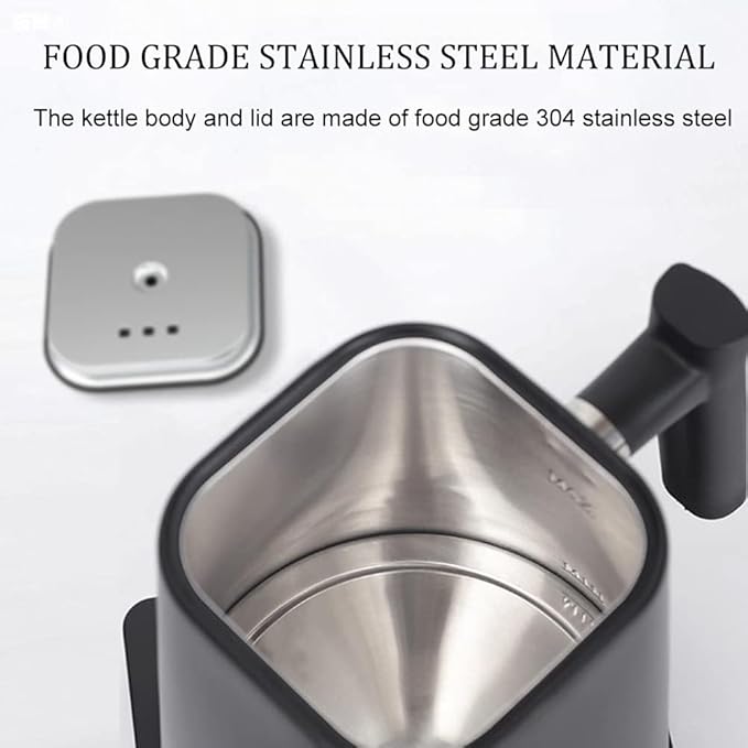 Smart Electric Kettle 1000ML Gooseneck Kettle With Temperature Control and 24H Keep Warm, 304 Stainless Steel Hot Water Kettle For White Tea, Coffee, Boiling Water (Black)