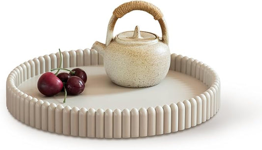 Coffee Table Tray, Home Decor Round Tray, Concrete Gray Coffee Table Decor Trays, Serving Decorative Trays for Dining Table
