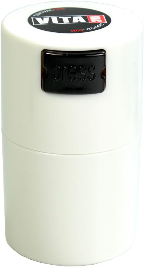 Vitavac - 5g to 20 grams - Patented Airtight Container | Multi-Use Vacuum Seal Portable Storage Container for Dry Goods, Food, and Herbs - White