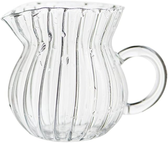 CHOOLD Creative Embossed Stripe Clear Crystal Glass Creamer Jug for Kitchen (4/5.5/9/12oz)
