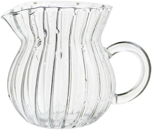CHOOLD Creative Embossed Stripe Clear Crystal Glass Creamer Jug for Kitchen (4/5.5/9/12oz)