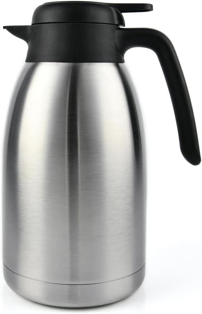 Heritage66 Thermal Coffee Carafe with Cleaning Brush – 68 oz (2 L) Vacuum Insulated Stainless Steel Beverage Dispenser, Keeps Drinks Hot 12 H/Cold 24 H, Ideal for Home, Office & Parties