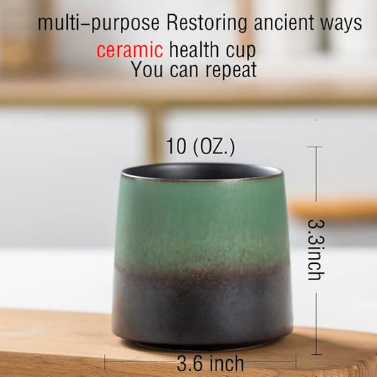 Big handmade Ceramic Coffee Mugs for Men/Women,10oz Tea Cup for Office and Home,Microwave and Dishwasher safe,Gift for Parents,Family and Friends(Green)