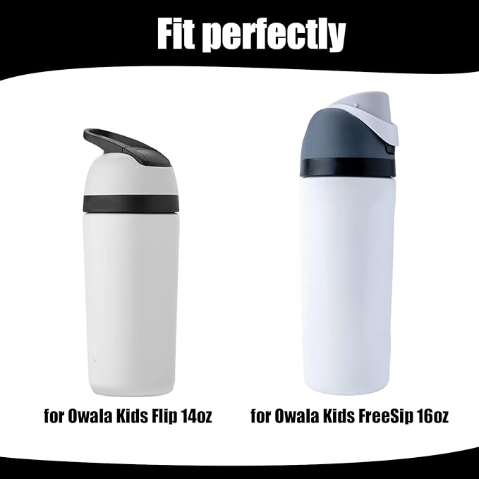 Mity rain 2PCS Protective Boot Compatible with Owala Kids Water Bottle 16 oz &14 oz, Silicone Boot Accessories for Owala Kids FreeSip 16oz & Flip 14oz (White)