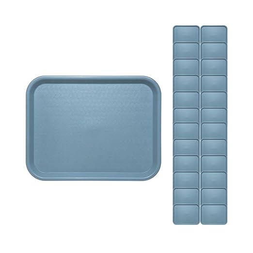 Carlisle FoodService Products Cafe Cafeteria Tray, Meal Tray, Fast Food Tray with Patterned Surface for Cafeterias, Fast Food, and Dining Room, Plastic, 10 x 14 Inches, Slate Blue, (Pack of 24)