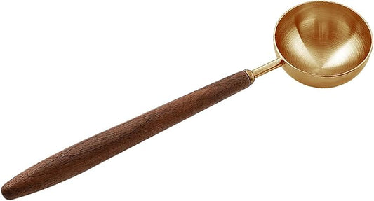Coffee Spoon - Vintage Walnut Wood Handle, Stainless Steel Coffee Scoop ，Stainless Steel Tea Scoopand Seasoning Spoons (1, Rose Gold, 10g Capacity)