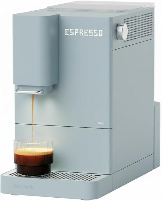 Terra Kaffe Demi Compact Fully Automatic Espresso Machine - Roaster-Approved Espresso Settings - Barista-Level Quality with Built-In Grinder - Coffee Machine - Cloud