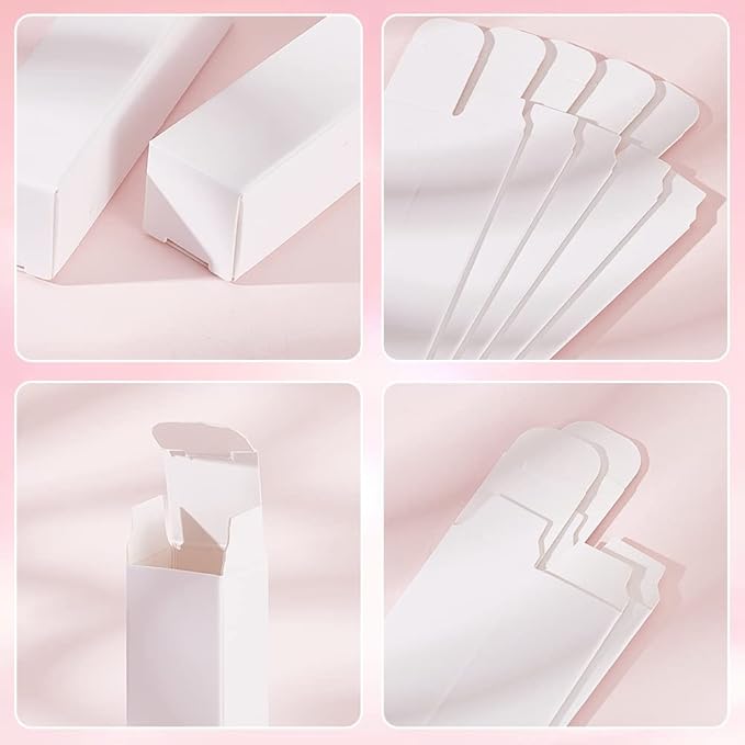 BENECREAT 50 Pack White Lipstick Case 0.8x0.8x3.4 Inch Paper Essential Oil Packaging Box, Lip Gloss Packaging Box for Lipstick Bottle Packaging Gift Makeup Tube Storage