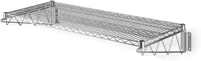 18" x 48" Chrome Wall-Mounted Wire Shelf with Epoxy Coating, Heavy-Duty Steel Storage Rack, NSF Certified, Easy Installation, Open Wire Design for Kitchen, Garage, or Utility Storage