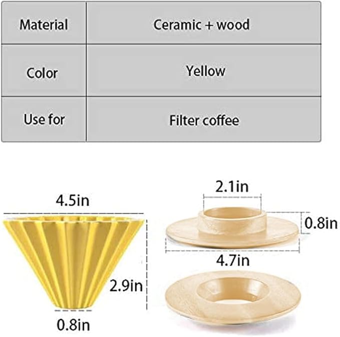 Ceramic Coffee Dripper Pour Over Coffee Maker with Wood Stand Elegant Flower Shape Filter