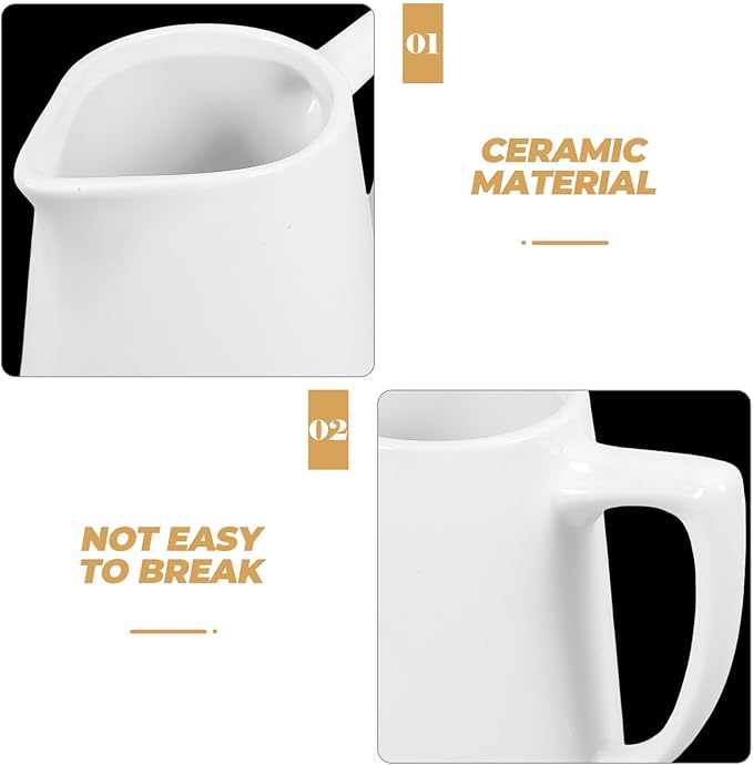 PRETYZOOM Ceramic Milk Pitcher with Handle 15Oz Porcelain Creamer Jug for Coffee Latte Art Sauce Salad Dressing and Home Kitchen Use