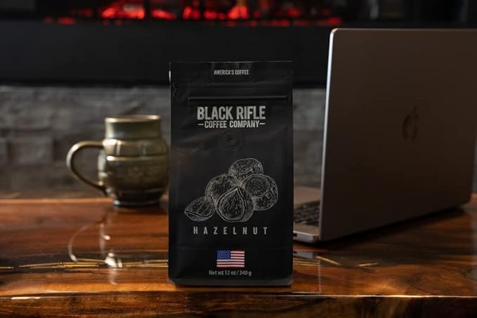 Black Rifle Coffee Company Hazelnut, 12oz Bag, Ground Coffee Medium Roast - Roasted Blend Made from Arabica Beans - Colombian & Brazilian Beans - Veteran Founded & American Made