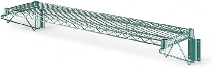 12" x 48" Green Wall-Mounted Wire Shelf with Epoxy Coating, Heavy-Duty Steel Storage Rack, NSF Certified, Easy Installation, Open Wire Design for Kitchen, Garage, or Utility Storage