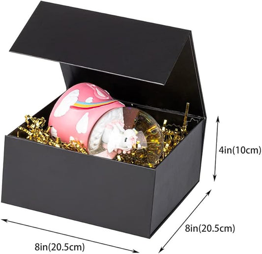 Black Gift Boxes 16 Pack,Collapsible Gift Box with Lid Magnetic Closure,Packaging for Small Business, Parties, Boutiques, Bridesmaid Wedding, Jewelry store, Apparel, Retail Bulk 8x8x4 inch