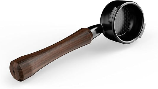 MHW-3BOMBER 58mm Bottomless Portafilter Fits Gaggia Espresso Coffee Machines, 2 Ears Flat Naked Espresso Portafilter with Precision Filter Basket, Wood Handle, BP7119G