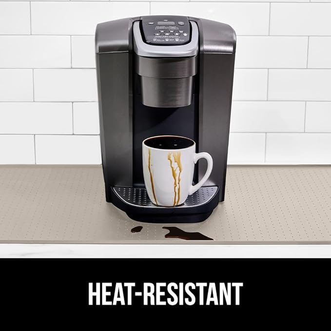 GORILLA GRIP Silicone Coffee Mat, Espresso Machine Bar Accessories, Keep Kitchen Counters Clean, Stays in Place, Waterproof and Heat Resistant Dish Drying Mats, Home Decor Essentials, 11.5x18.5 Almond
